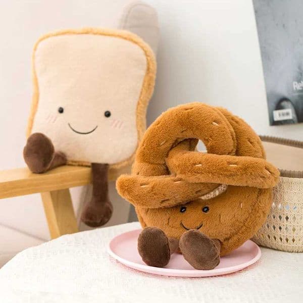 Cartoon Figure Pretzel Croissant Toast Bread Doll Lovely Food Toy ffed Plush Ro Decoration Birthday Gifts Y250208