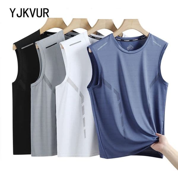YJKVUR Sports Quick Dry Sleeveless T-Shirt for Men Summer Men Gym Clothing Breathable Lightweight Plus Size Tank Top 250206BJ