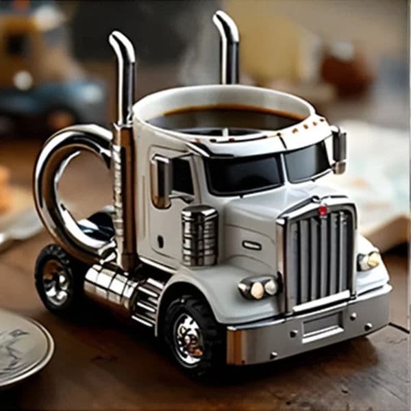 1PCS Creative Truck n Coffee Mug 11 Ounces Semitrailer Water Cup Desktop Home Kitchen Semi Ornament 250107z