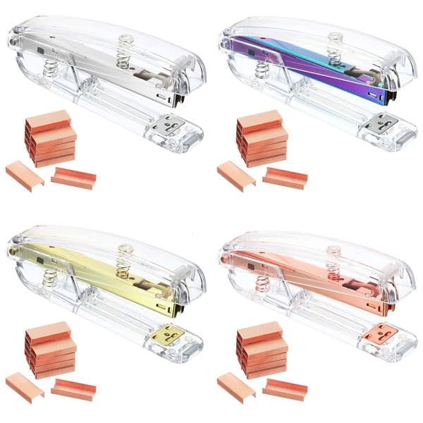 Acrylic Stapler Set Portable Stylish Manual Effortless Desktop Stapler with 2000Pcs 24/6 Stationery Office Binding Tools 250206