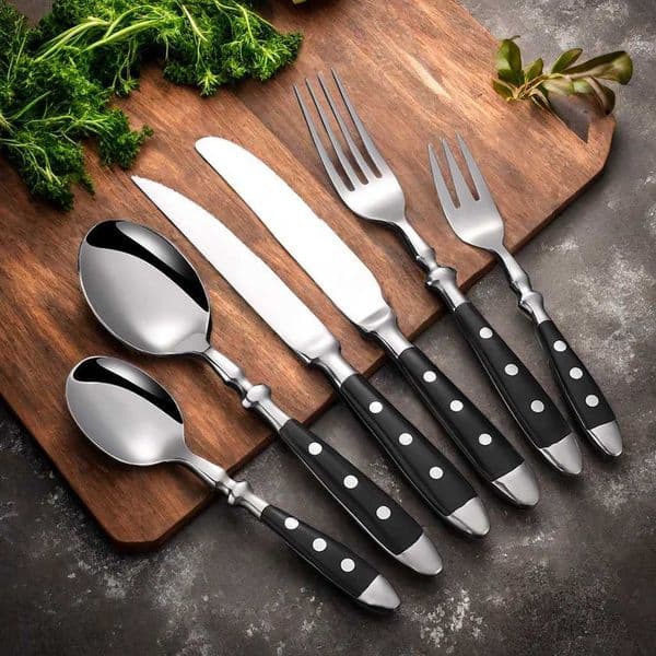 Classic Elegant Stainless Steel Cutlery Set Fork Spoon Knife Full Dinning Fork Steak Knife Teaspoon Creative Dinnerware Set X250210