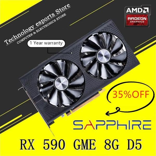 SAPPHIRE RX 590 580 8GB Graphics Cards GPU Radeon RX590 GME 8GB Nitro AMD Video Card Desktop PC Screen Computer Game Map