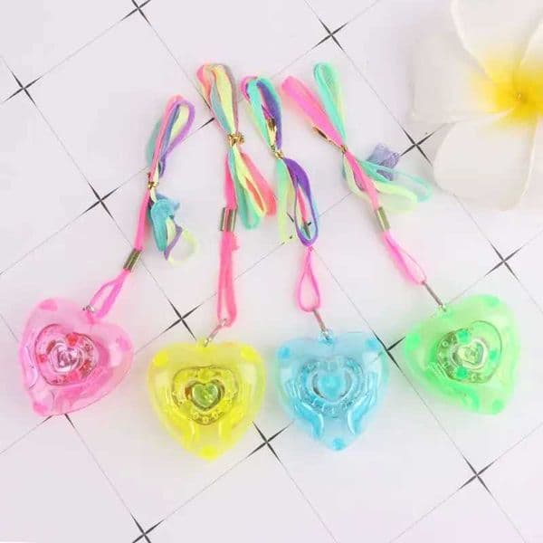 LED Luminous Pendant Heart Shape Necklace Hanging Ornament Toy New Year Easter Gadget Gift with Rope Car Key Decoration W250210