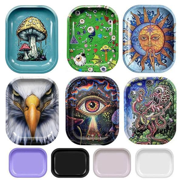 Tobacco Storage Smoke Rolling Tray 7*5.5inch Metal Tobacco Tray Smoke Pipe Herb Grinder Accessory HW0409