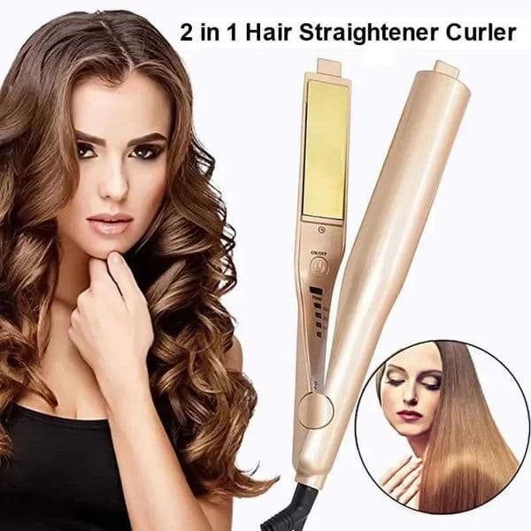 2 in 1 Hair Straightener and Curler Twist Straightening Curling Iron Professional Negative Ion Fast Heating Styling Flat IronXJ250210