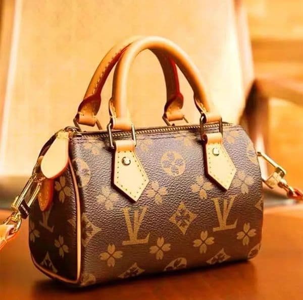Luxury Mini Nano16cm spee Shoulder Bag Women Leather Denim Crossbody Luxury Brand Embossed Tote cheery Purse Suede Brown Flowers Handbag