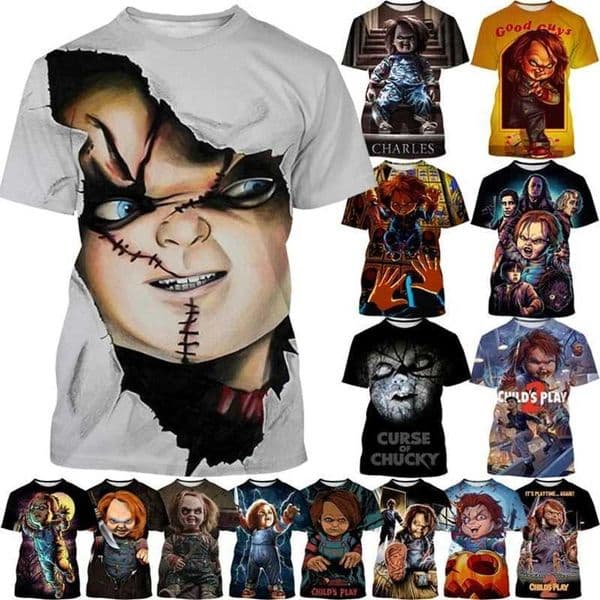 Chucky 3D printed mens and womens T-shirts Fun Street Style Horror Design T-shirt Great Summer Discounts and ComfortXJ250211