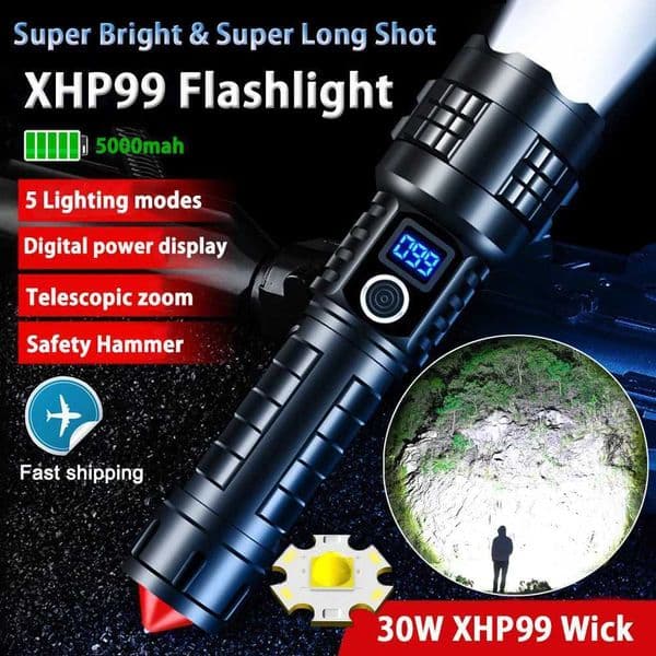 Rechargeable LED flashlight high lumen tactical flashlight ultra bright high-power flash used for emergency and camping purposes X250211