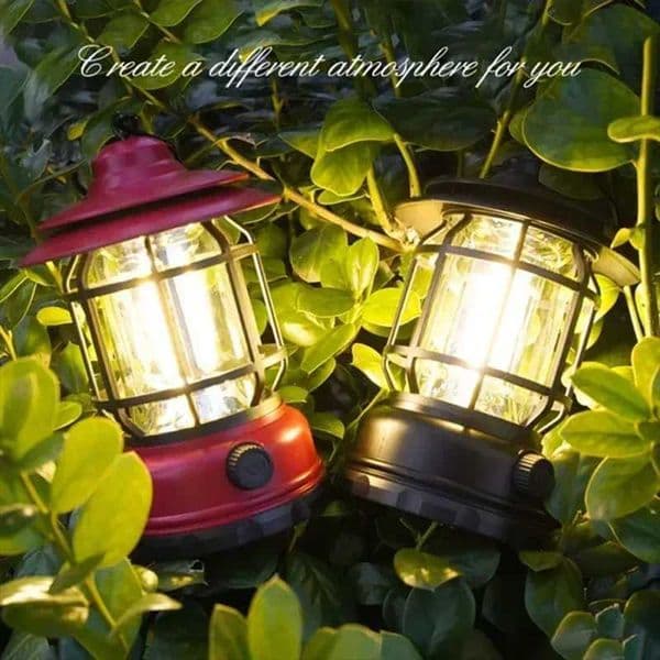 2Pack Camping Lantern USB Rechargeable Battery Powered Retro Camping Light Waterproof Hanging LED Tent Lamp for Hiking Fishing X2502111