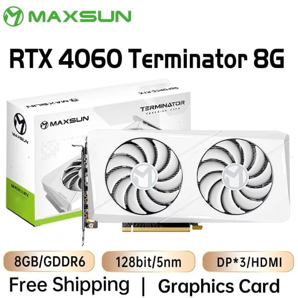 MAXSUN Graphics Cards RTX 4060 Terminator 8G GDDR6 GPU 128bit PCI Express 4.0 x8 Gaming Video Card Desktop Computer components