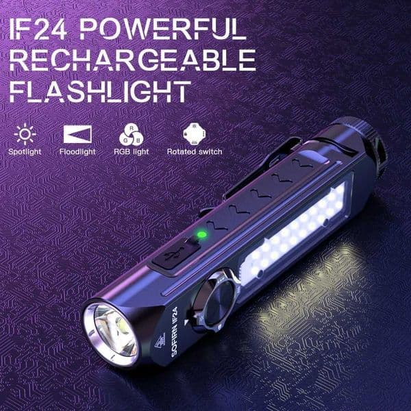 Sofirn IF24 RGB Powerful SST40 LED 2000Lm Flashlight 18650 Rechargeable Waterproof Rotary Switch Torch with Magnetic Tailcap Z250211