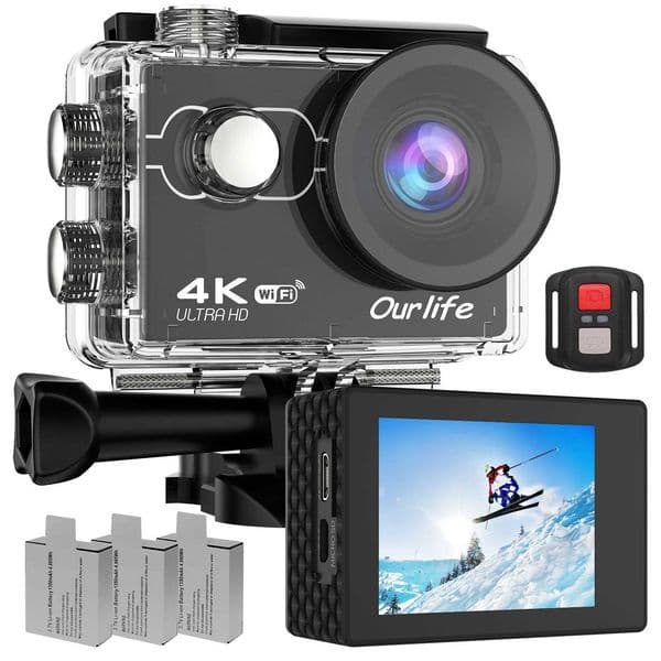 4K Action Camera Ultra HD WiFi 2.0-inch Screen 30M Waterproof Sports Video Action Cameras Bicycle Helmet Camera with 3 Batteries X250210