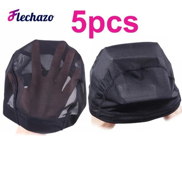 5 Pcs Durable Dome Wig Cap Breathable Mesh Wig Cap for Making Wigs Black Weaving Cap Elastic Hairnets Wig Caps for Women S M L 250113