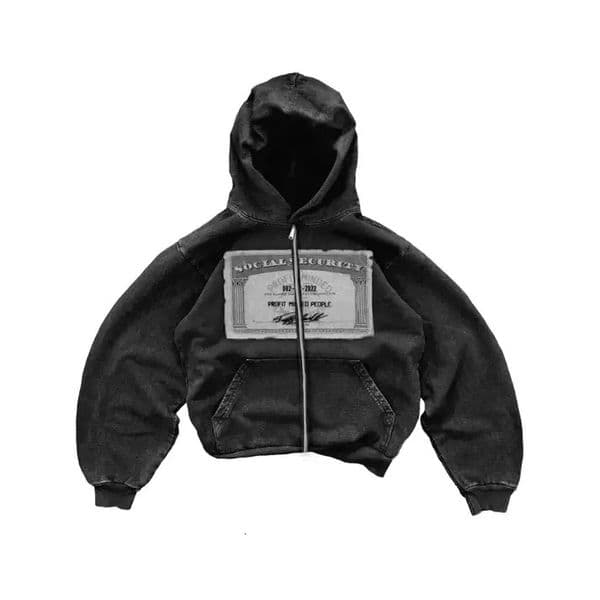 Y2k Fashion Hoodie Harajuku Hip Hop PM Printed Long Sleeve Coat Loose Zipper Retro Sportswear Mens Street Clothing 250210Z