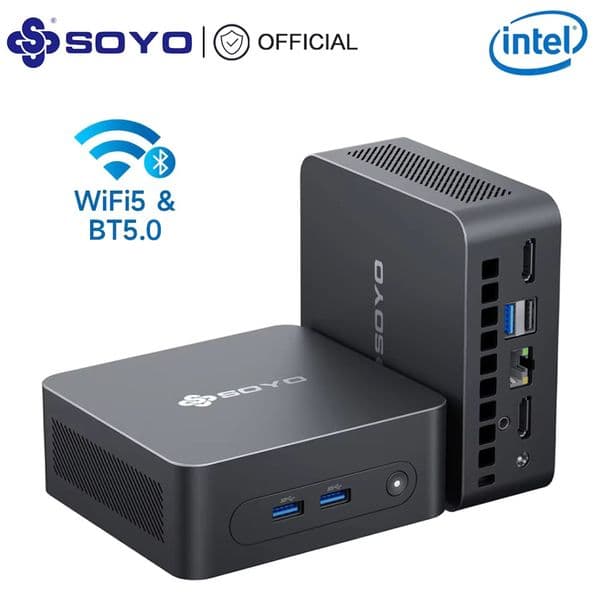 SOYO M2 Plus Mini PC Windows 11 Pro Intel 12th Gen Alder Lake N100 Mini PC DDR4 12GB RAM 512GB ROM WiFi 5 BT5.0 Desktop Computer