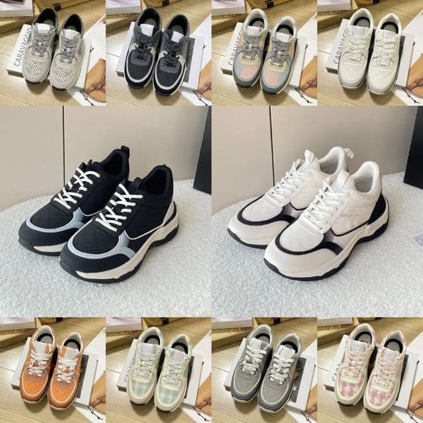 Women Casual Shoes Luxury Designer Sneaker Vintage Fashion Calfskin Patent Suede Silver White Pink Black Gold Platform Shoe Trainers Sneakers Jogging Walking