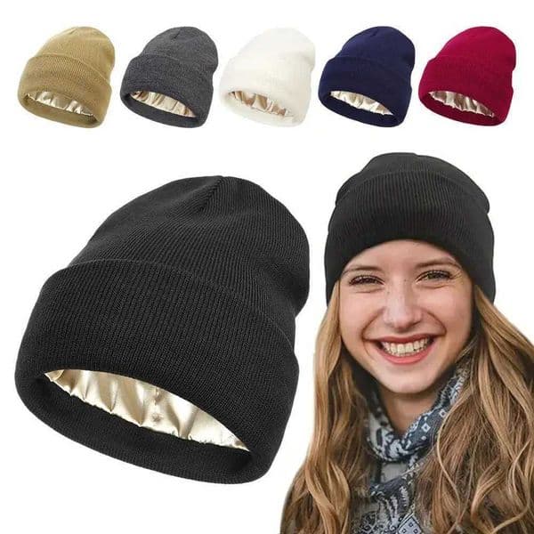 Cashmere Knitted Beanie Hat Winter Silk Satin Li Beanie Hats Men Unisex High Quality Thick Chunky Cap Solid Warm Soft X250212