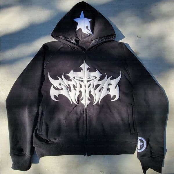 Star Letter Printed Hoodies Men Harajuku Clothes Long Sleeve Oversized Hoodie Casual Vintage Y2K Top Pullover Hip Hop Sweatshirt 250211