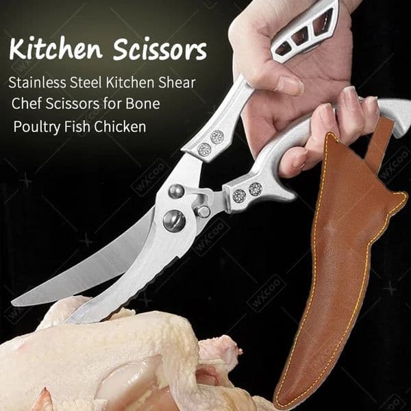 Stainless Steel Kitchen Scissors Chicken Bone Barbecue Scissors Ultra Sharp Utility Scissors for Meat Fish Vegetables Cutter 250211