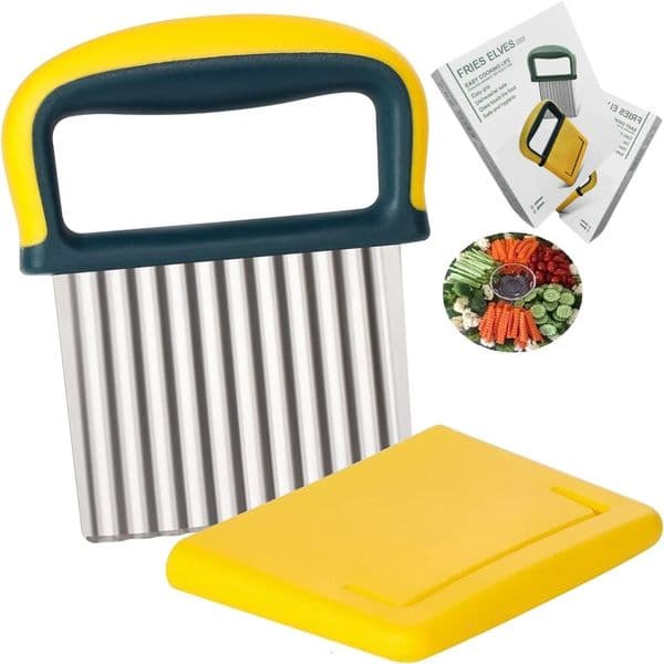 Stainless Steel Potato Chip Slicer Dough Vegetable Fruit Crinkle Wavy Kitchen Knife Cutter Chopper French Fry Maker Tools Gadget 250210BJ