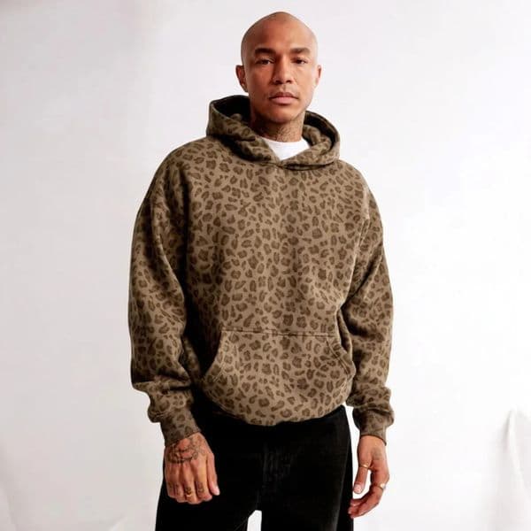European and American leopard print hooded autumn and winter sweatshirt American retro loose casual trend hoodie Y2K 250213