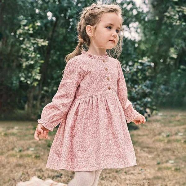 Jumping Meters Princess Girls Dresses Florals Buttons Childrens Clothing Autumn Spring Baby Costume Frocks Costume Z250214