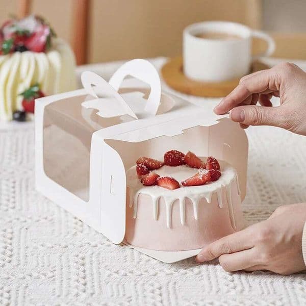 10Pcs With Clear Window Paper Gift Packaging Box Wedding Birthday Party Muffin Cake Container Baby Shower Supplies