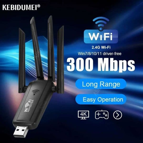 300Mbps Wireless USB WiFi Repeater 2.4G Extender WiFi Signal Amplifier Booster Long Range Wi-Fi Router Home Network ExtensionXJ250214