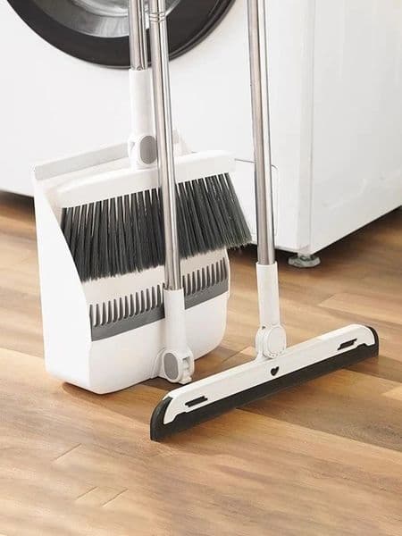 3in 1 Broom Dustpan Brush Set Non-stick Hair Broom On Handle Broom With Stand Up Dustpan Folding Picker Cleaning Supplies 250208