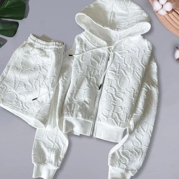 Letter Printing Sets For Women 2 Pieces Zipper Long Sleeve Hooded And Drawstring Shorts Tracksuits Womens Suit Outfit 250213