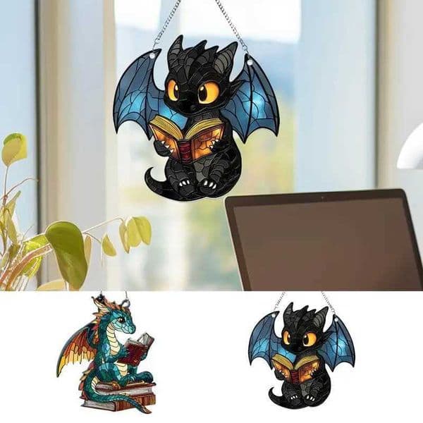 Dragon Sun Catcher 2D Dyeing Acrylic Book Dragon Light Catcher Decoration Fantasy Dragon Window Wall Decoration Christmas Tree Book W250214