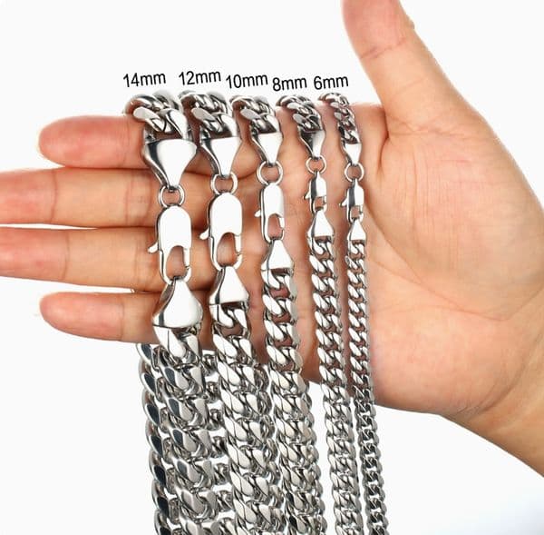 Stainless Steel Cuban Link Chain Necklace Gold Silver Mens Necklaces Chains Hip Hop Jewelry 6/8/10/12mm