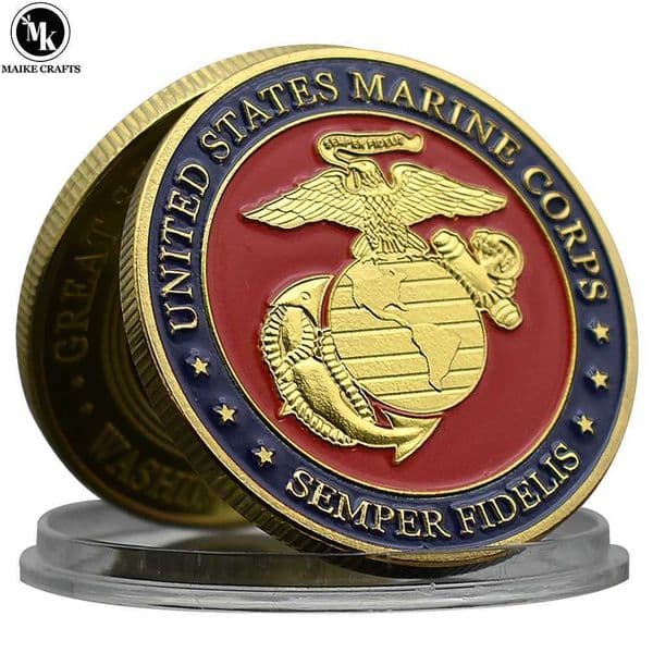 US Marine Corps Challenge Coin Semper Fidelis Gold Plated Metal Medal Commemorative Collection Gift W250207
