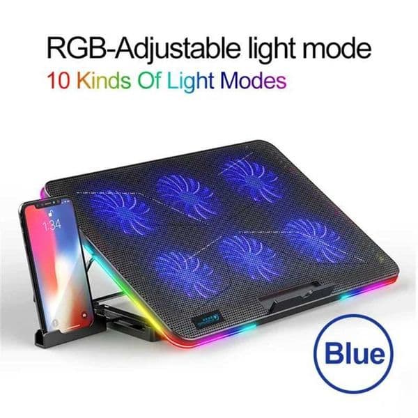 17 Inch Gaming Laptop Cooler Six Fan 7-speed Wind Speed USB Port Laptop Cooling Pad Notebook Laptop Stand With Phone Holder XJ250214
