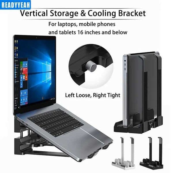 Vertical Laptop Stand For Storage And Cooling Stand For Laptops Mobile Phones And Tablets 16 Inches And Below Tablet AccessoriesXJ250214
