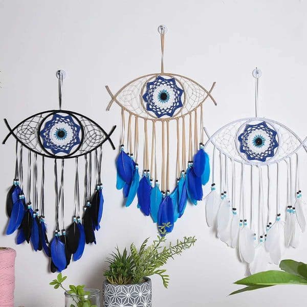 Turkish Eyes Dreamcatcher Wall Hanging DIY Room Backdrop Decor Handmade Dream Catcher Wind Chimes Pendant Ornament Supplies W250214