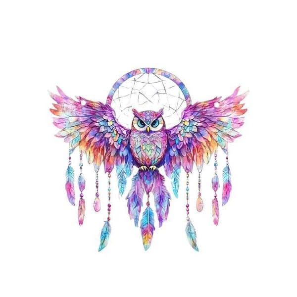 Colorful Owl Wind Chimes Sun Catcher Wall Hanging Window Decor Present Acrylic Stained Glass Hanging Home Garden Gift Ornament W250214