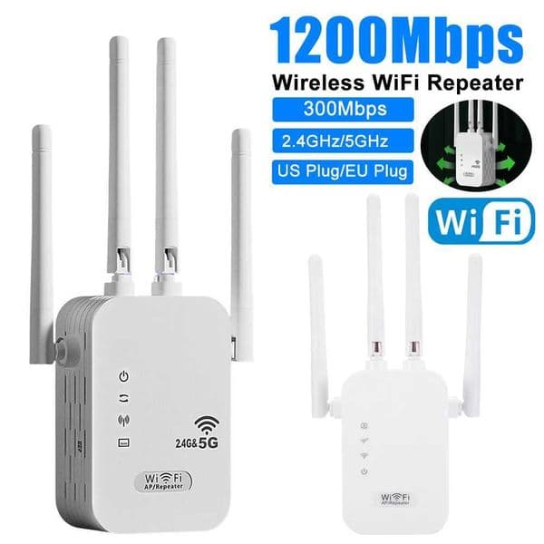 1200Mbps 300Mbps Wireless WiFi Repeater with WAN/LAN Port Dual-Band 2.4GHz/5GHz WiFi Extender 4 Antennas Wi-Fi Signal BoosterXJ250214