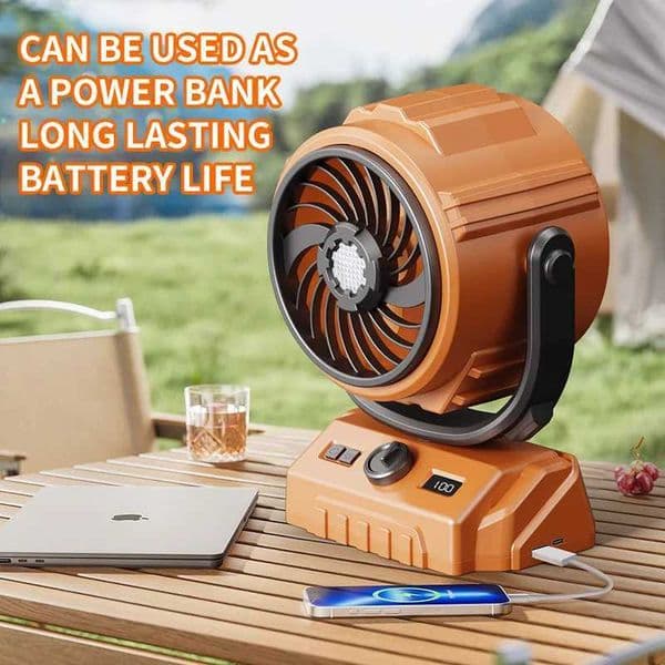 270 degree Rechargeable Solar Panel Camping Fan LED Lantern Quiet Outdoor Cooling Fan Stepless Speed Hanger Design Long-lasting Z250214