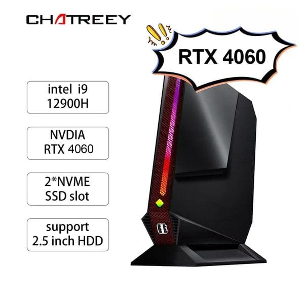 Chatreey G2 Mini PC Intel Core i9 12900H With Nvidia RTX 4060 Gaming Desktop Computer PCIE 4.0 Wifi 6 BT5.0 Windows 11
