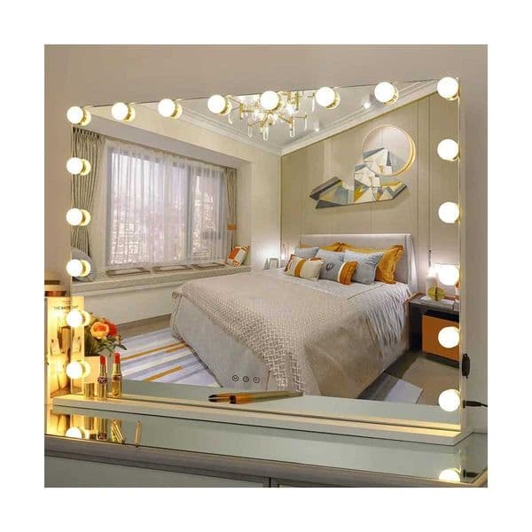 Vanity Mirror with Lights Large Lighted Makeup Desktop Oval Mirror with 17 LED Bulbs Hollywood Vanity Makeup Cosmetic Mirror Z250214
