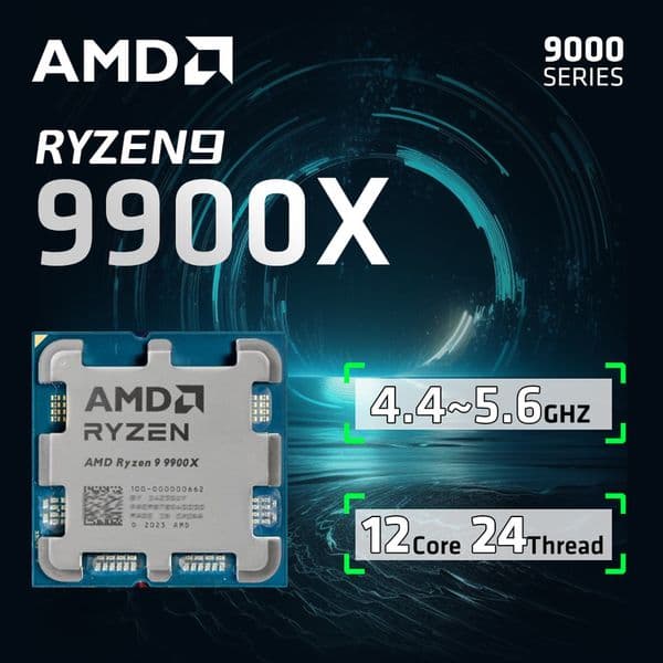 AMD Ryzen 9 9900X R9 9900X 5.6 GHz 12-Core 24-Thread CPU 4NM 76M Desktop Processor Socket AM5 CPU Gaming Processo but no fan