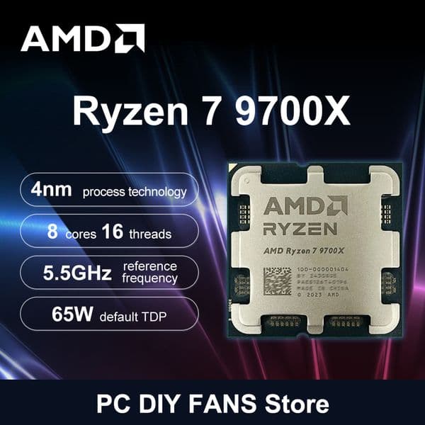 AMD New Ryzen 7 9700X Processor R7 9700X Desktop Gaming CPU 5.5GHz 8-Core 16-Thread L3=32M Game Cache Zen 5 Socket AM5 No Fan