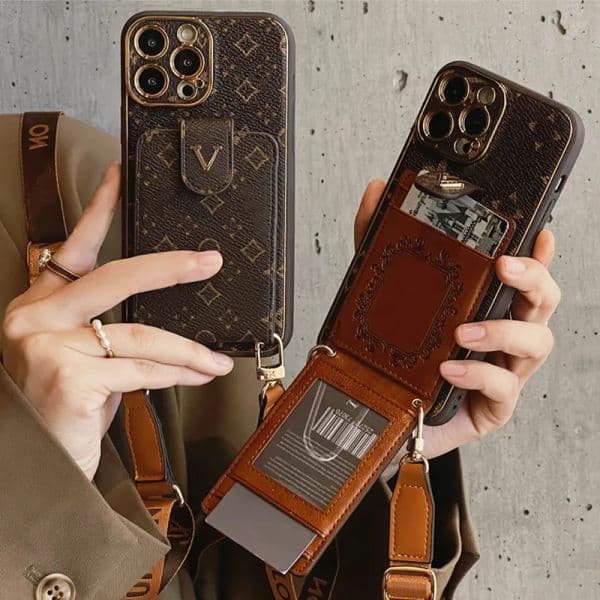 Women Crossbody Phone Case Designer iPhone Case for Apple iPhone 15 Pro Max 14 Pro Max 13 12 14 Plus 15 Plus 11 Case Card Slot Bag Holder Wallet Case Cover Straps Lanyard