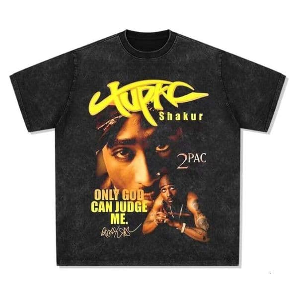 Hip hop printed washed short sleeved loose round neck T-shirt for men