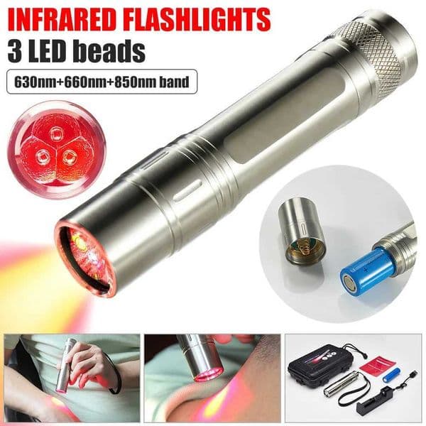 Handle LED Flashlight Red Light 630nm/ 660nm/ 850nm Infrared Lamp Portable Mini Torch for Outdoor Night Hunting Camping Therapy X250217