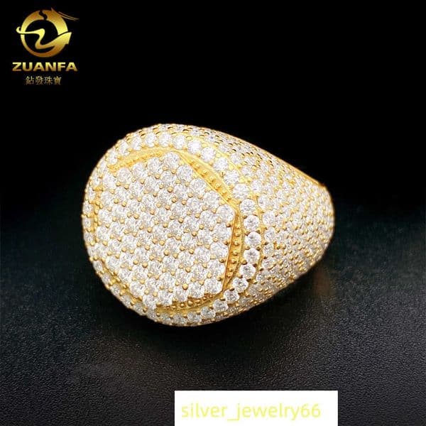 2023 New Hip Hop Ring Male S925 Silver Inlaid VVS Mozambique Trendy Personalized Ring