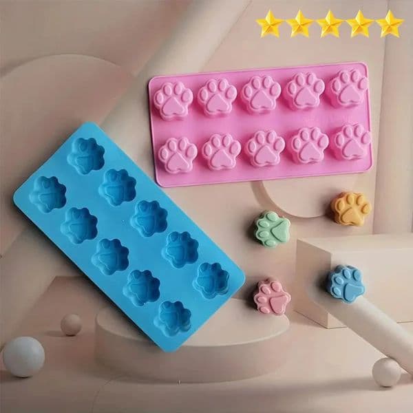 1pc 3D Silicone Mold 10 Cavity Cat Paw Fondant Mold For DIY Pudding Chocolate Crystal Candy Desserts Ice Cube Gum Paste Cupcake 250214BJ