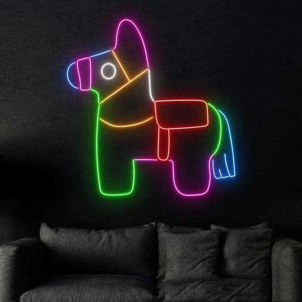 Mexican Pinata Rainbow Neon Sign Pinata Led Sign Custom Neon Sign Donkey Pinata Wall Art Mexican Donkey Pinata Lover Gifts Z250218