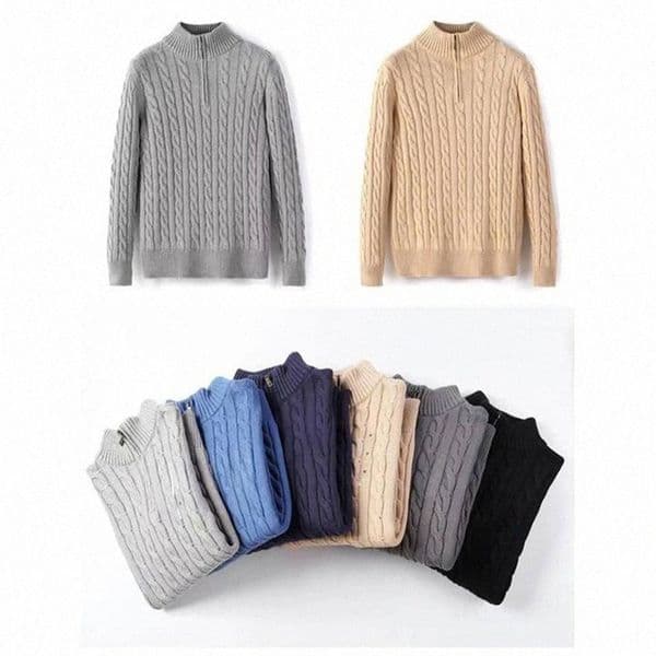 Mens Designer Sweater Shirts Thick Half Zipper High Neck Warm Pullover Slim Knit Knitting Jumpers Cotton Sweatshirt j4vK#